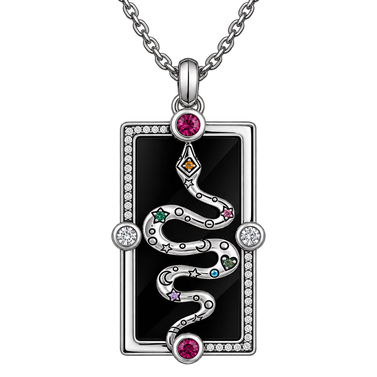 BLACK MIRROR — Sterling Silver Serpent Pendant