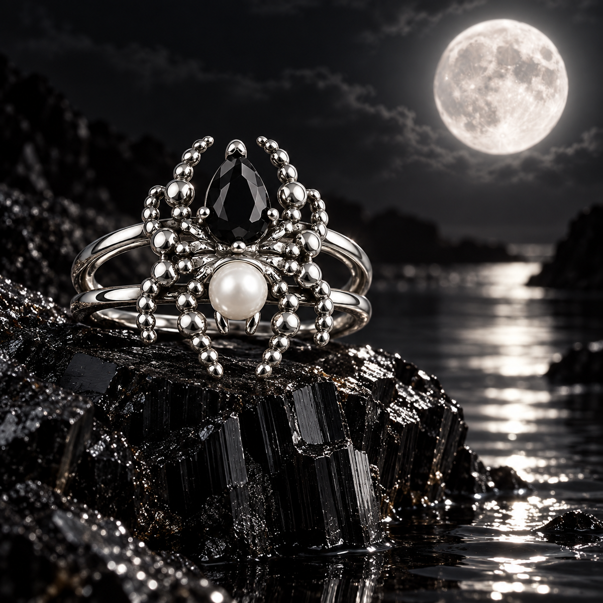 ARACHNE — moonlit hero view of Noctara jewelry
